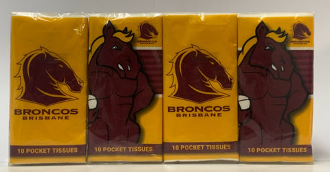 BRISBANE BRONCOS POCKET TISSUES