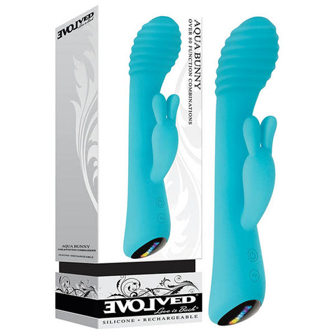 Evolved Aqua Bunny - (8.4'') USB Rechargeable Rabbit Vibrator