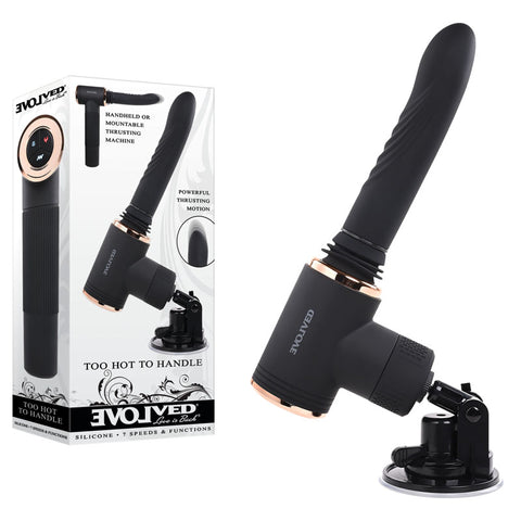 TOO HOT TO HANDLE - Black USB Rechargeable Thrusting Vibe with Stand