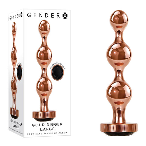 X GOLD DIGGER Large - Rose Gold Large Butt Plug with Black Gem Base