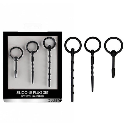 Urethral Sounding Plug Set - Black - Set of 3 Sizes
