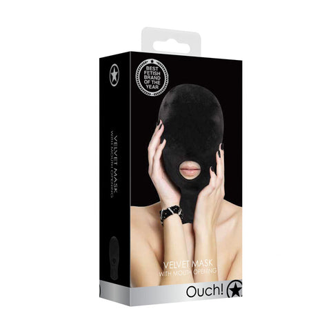 Velvet & Velcro Mask with Mouth Opening